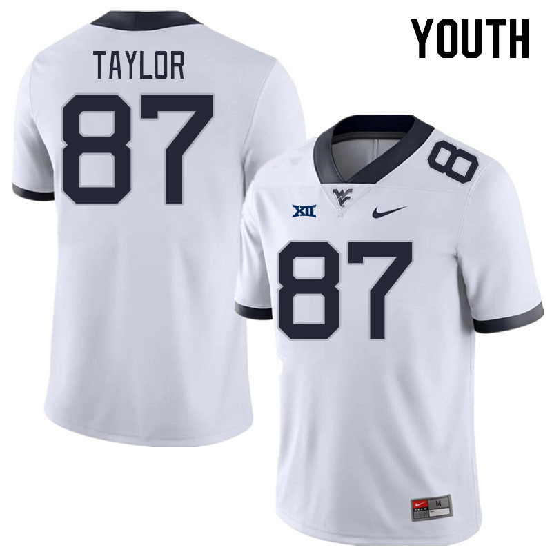 Youth #87 Kole Taylor West Virginia Mountaineers College Football Jerseys Stitched Sale-White
